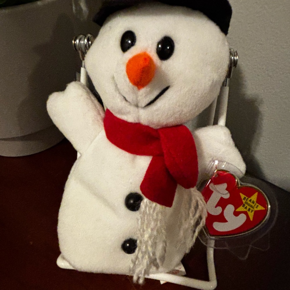 Ty Snowman Plush with Red Scarf